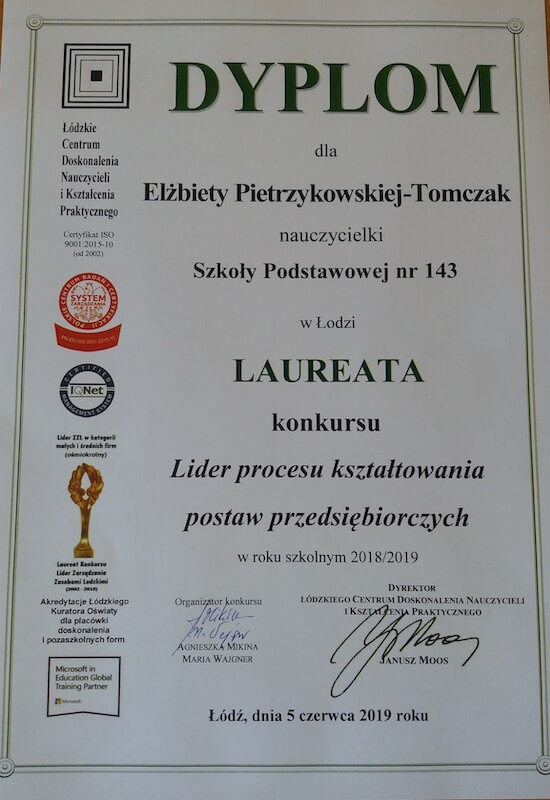 Dyplom - Elżbieta Pietrzykowska-Tomczak